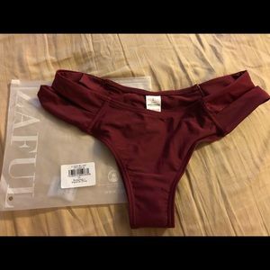 Burgundy Thong bathing suit bottoms